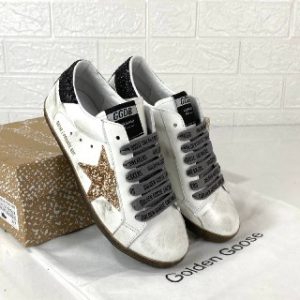 golden goose ayakkabi super star sneakers beyaz gold pullu