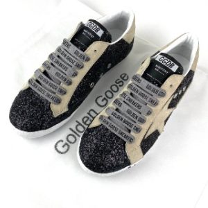 golden goose ayakkabi super star sneakers siyah bej pullu