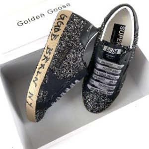 golden goose ayakkabi super star sneakers siyah pullu yazili