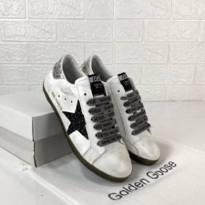 golden goose ayakkabi super star sneakers siyah simli yazili