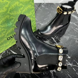gucci ayakkabi bot tasli chelsea crystal belt 7 cm