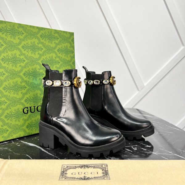 gucci ayakkabi bot tasli chelsea crystal belt 7 cm