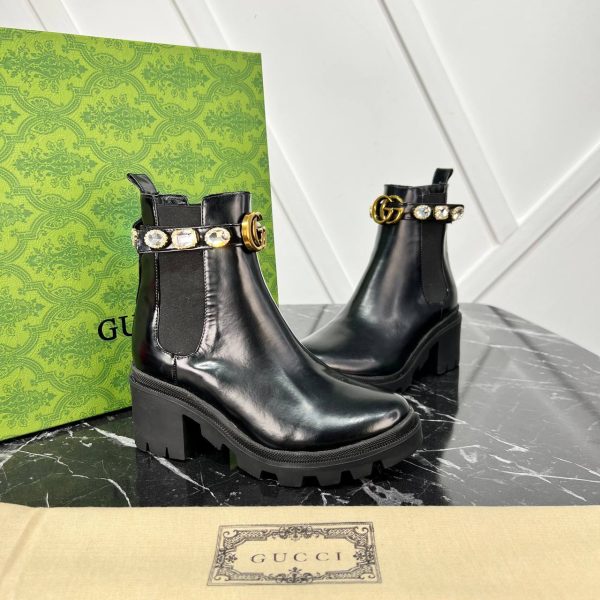gucci ayakkabi bot tasli chelsea crystal belt 7 cm