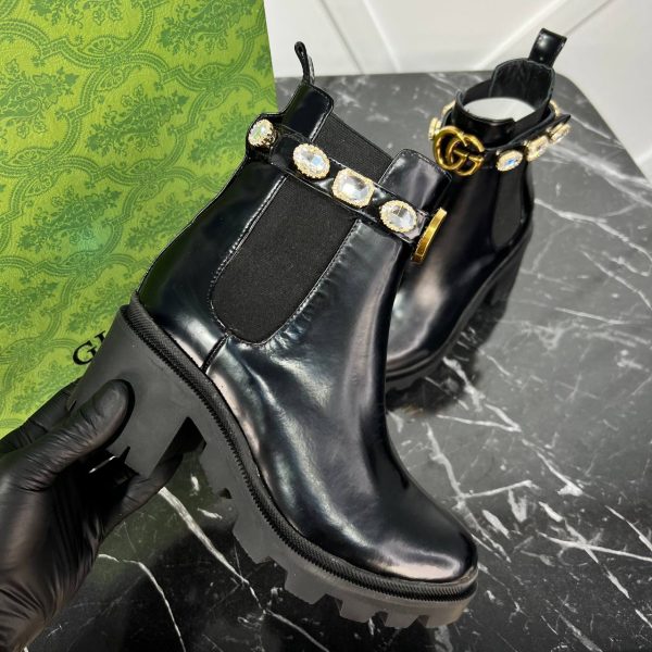 gucci ayakkabi bot tasli chelsea crystal belt 7 cm