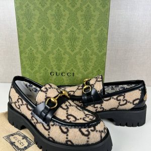 gucci ayakkabi loafer kadin oxford makosen classic logo siyah