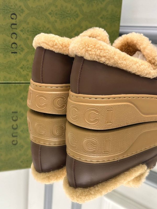 gucci ayakkabi loafer kahverengi classic ici kurklu yuksek taban