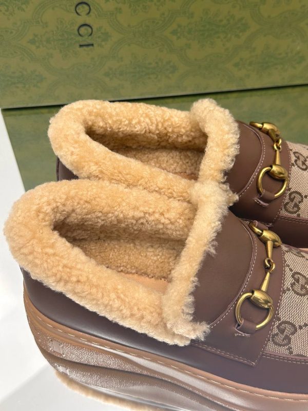 gucci ayakkabi loafer kahverengi classic ici kurklu yuksek taban
