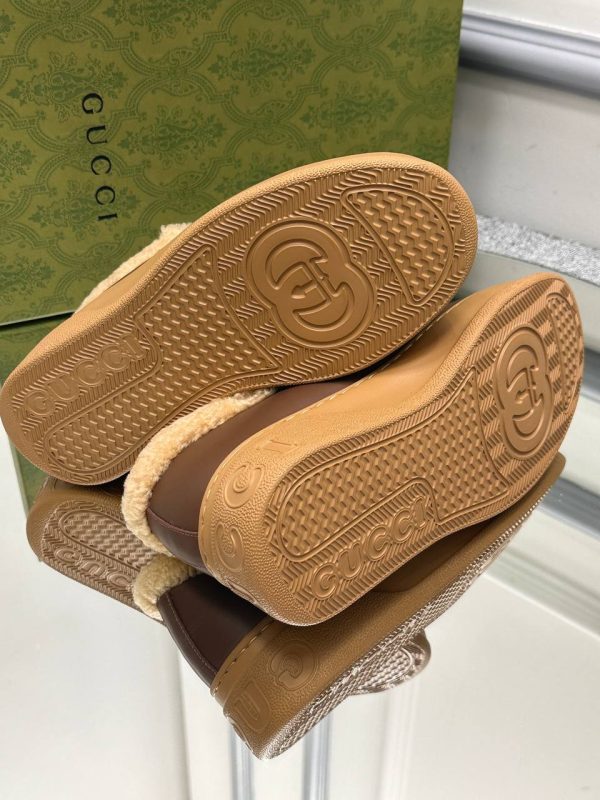 gucci ayakkabi loafer kahverengi classic ici kurklu yuksek taban