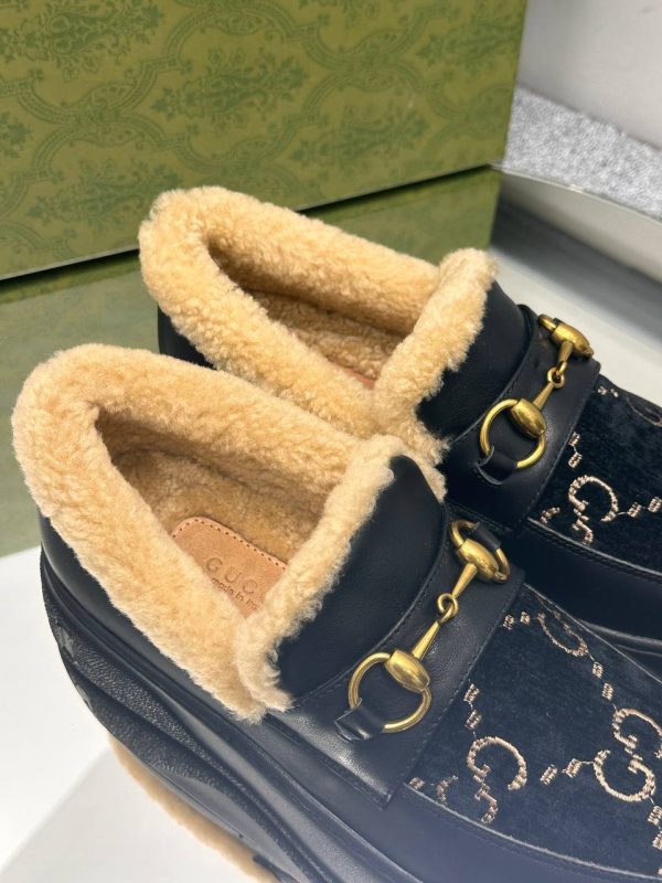 gucci ayakkabi loafer siyah classic ici kurklu yuksek taban