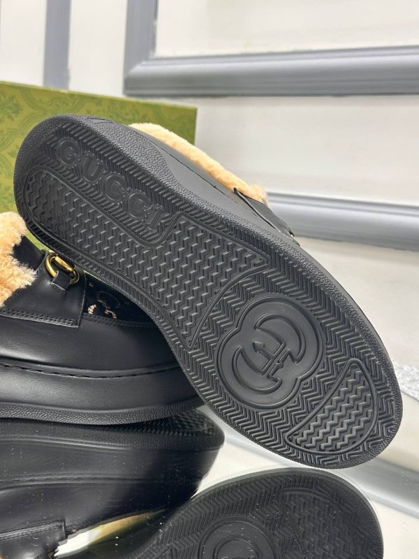 gucci ayakkabi loafer siyah classic ici kurklu yuksek taban