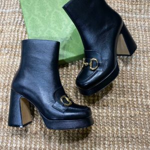 gucci bot horsebit siyah platform topuklu