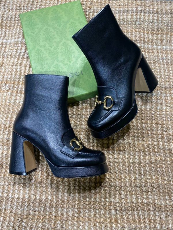 gucci bot horsebit siyah platform topuklu