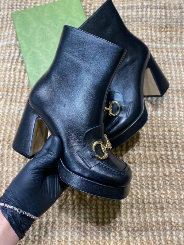 gucci bot horsebit siyah platform topuklu