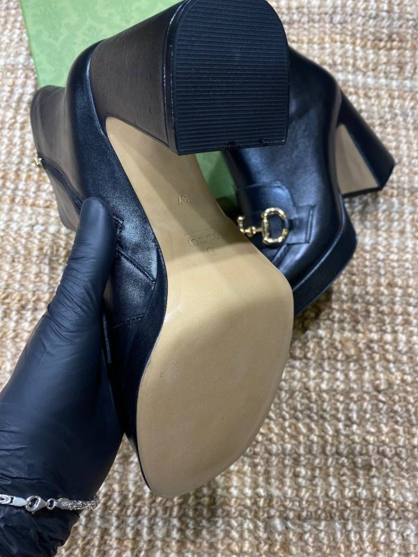 gucci bot horsebit siyah platform topuklu