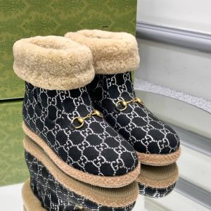 gucci bot naturel pelus detayli siyah