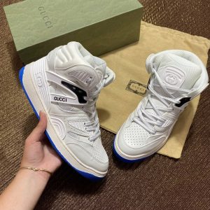 gucci bot sneakers classic logo beyaz mavi detayli