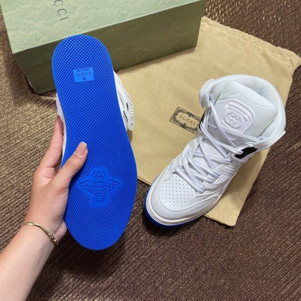 gucci bot sneakers classic logo beyaz mavi detayli