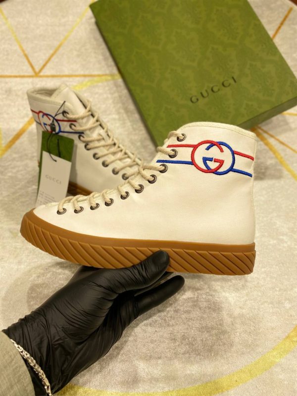 gucci bot sneakers kumas nakis detayli krem logo