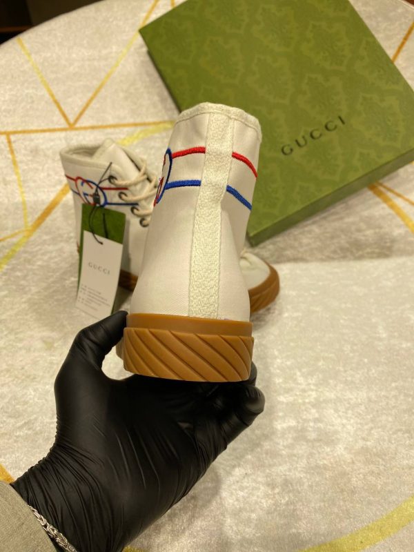 gucci bot sneakers kumas nakis detayli krem logo