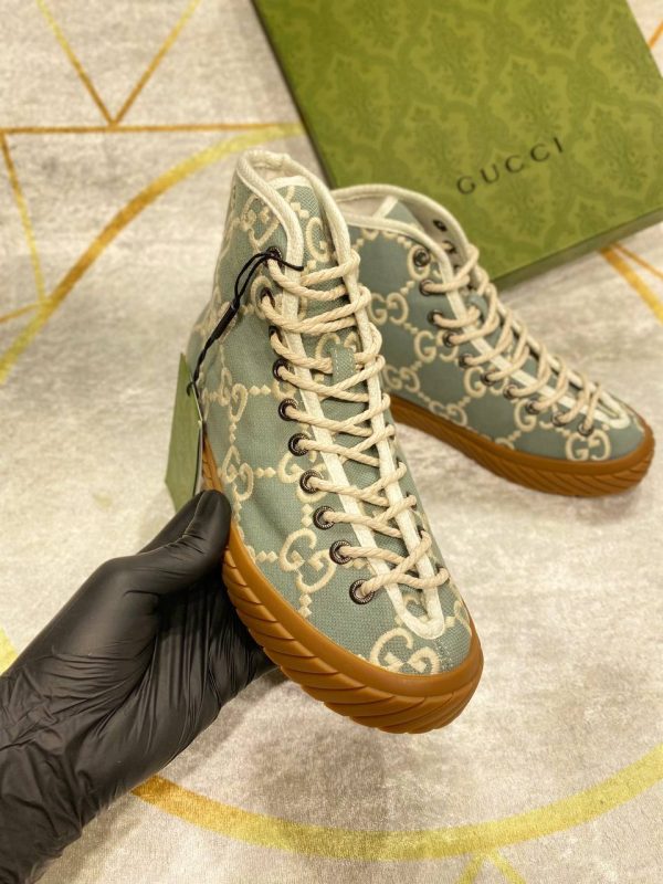 gucci bot sneakers kumas nakis detayli mavi logo