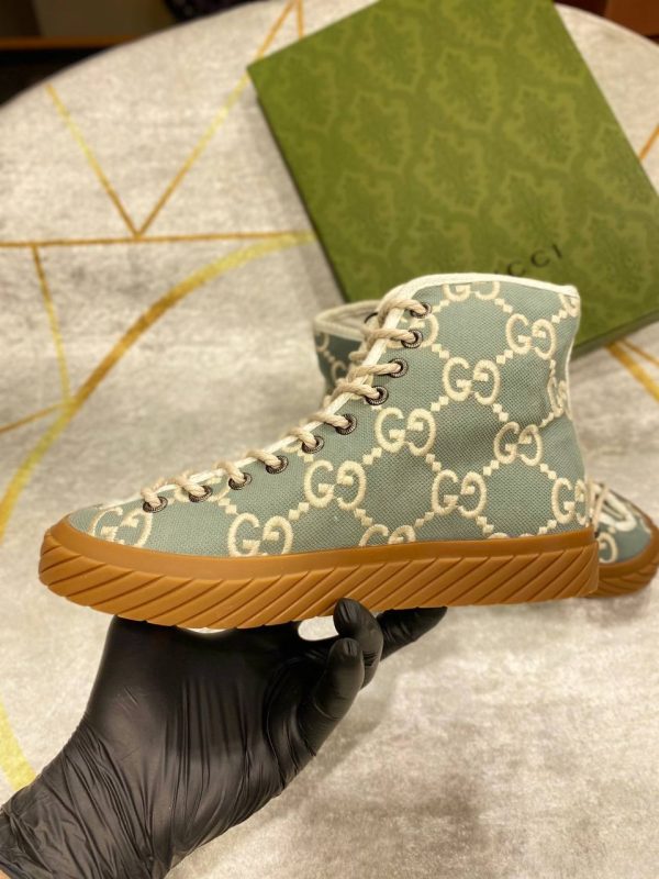 gucci bot sneakers kumas nakis detayli mavi logo