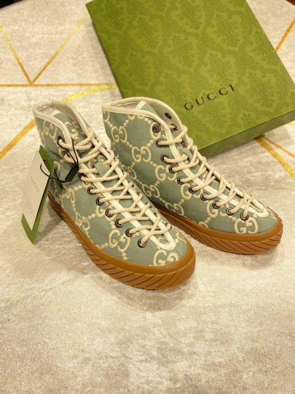 gucci bot sneakers kumas nakis detayli mavi logo
