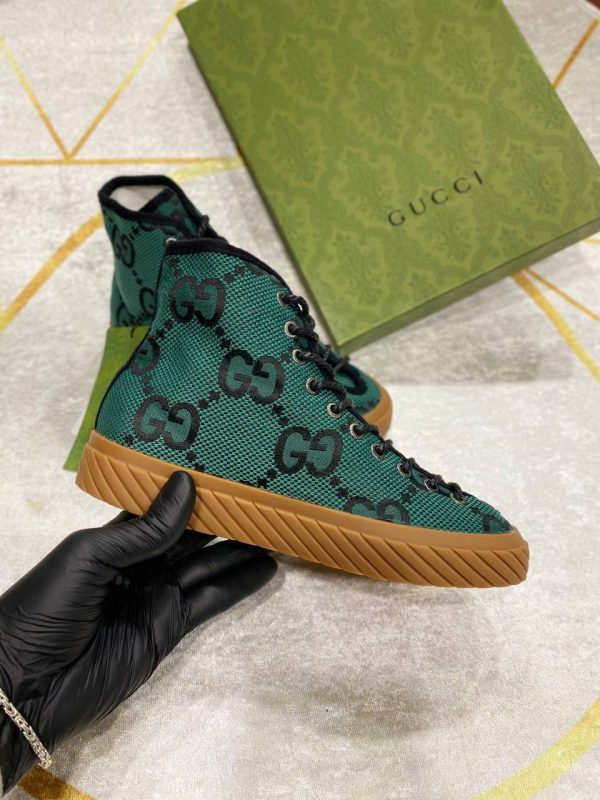 gucci bot sneakers kumas nakis detayli yesil logo