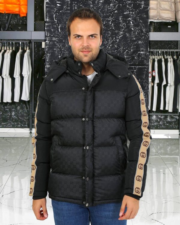 gucci mont erkek siyah kapusonlu