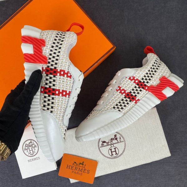 hermes ayakkabi beyaz sneakers kirmizi braided