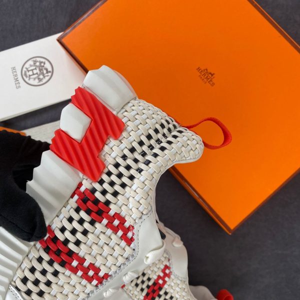 hermes ayakkabi beyaz sneakers kirmizi braided