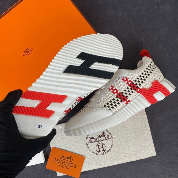 hermes ayakkabi beyaz sneakers kirmizi braided