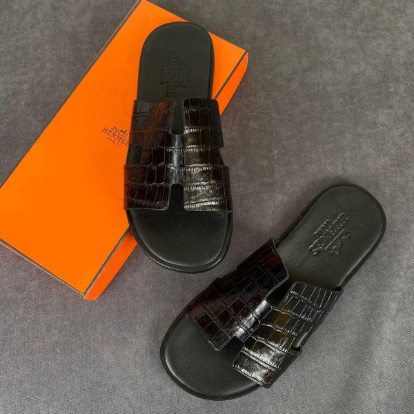 hermes terlik siyah crocco