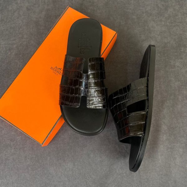 hermes terlik siyah crocco