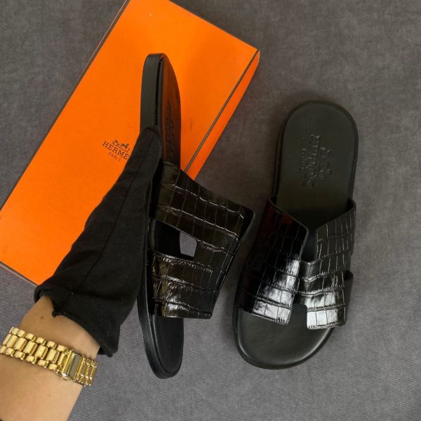hermes terlik siyah crocco