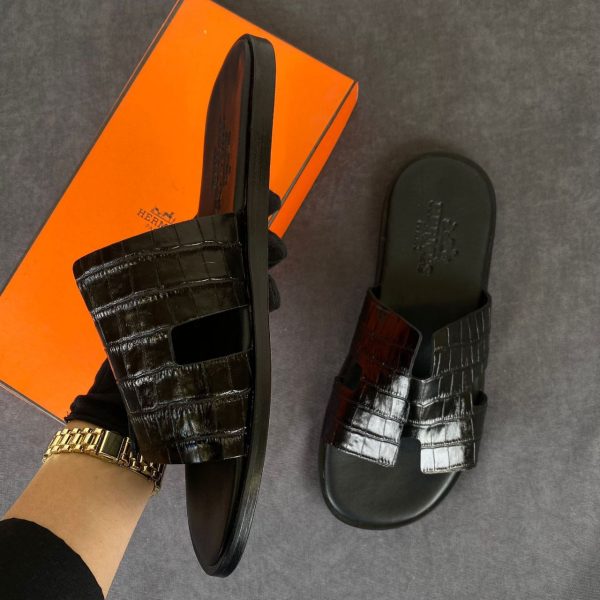 hermes terlik siyah crocco