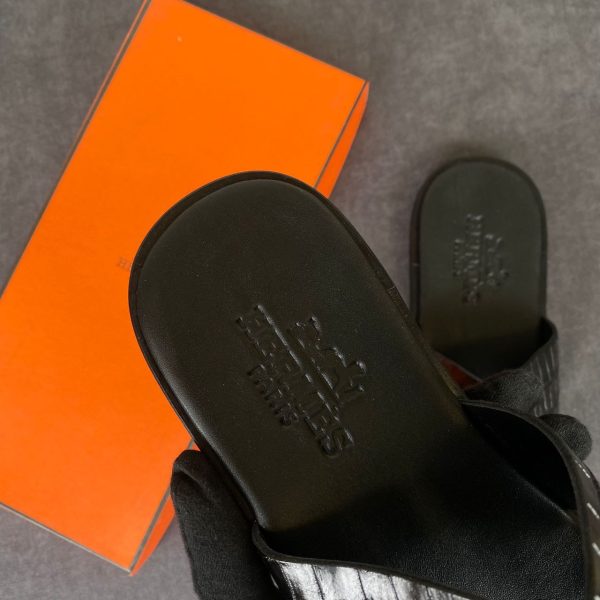 hermes terlik siyah crocco