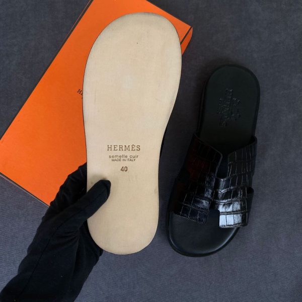 hermes terlik siyah crocco