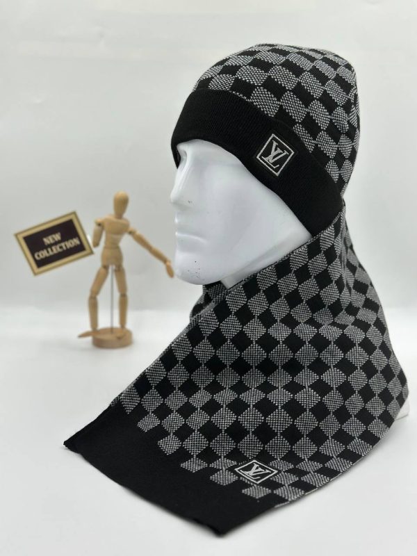 louis vuitton atki bere takimi erkek siyah beyaz