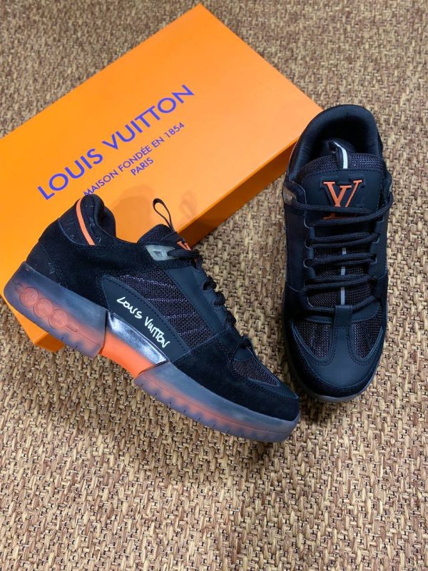 louis vuitton ayakkabi trainer sneaker siyah turuncu