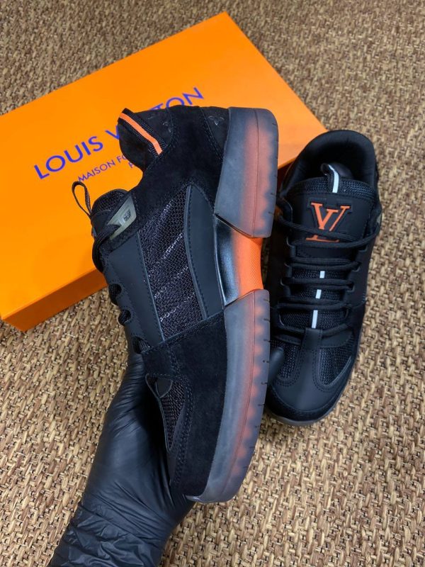 louis vuitton ayakkabi trainer sneaker siyah turuncu