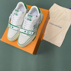 louis vuitton spor ayakkabi erkek trainer beyaz yesil logolu