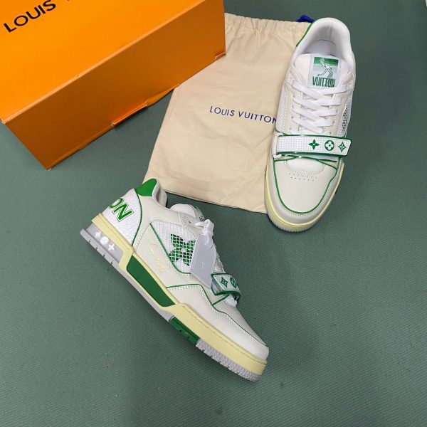 louis vuitton spor ayakkabi erkek trainer beyaz yesil logolu