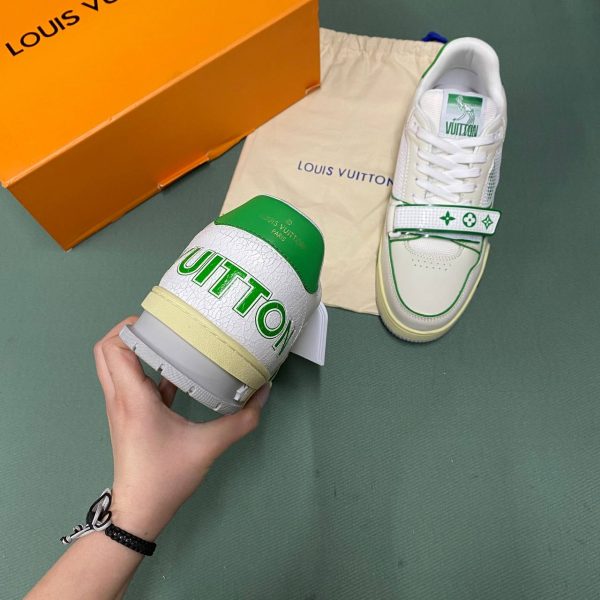louis vuitton spor ayakkabi erkek trainer beyaz yesil logolu