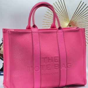 marc jacobs canta the tote bag fusya pembe buyuk boy suni deri 40x30 cm
