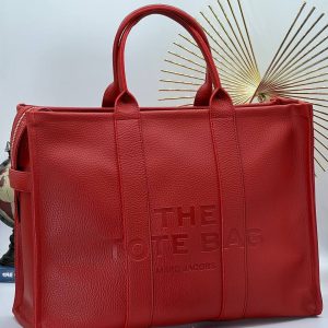 marc jacobs canta the tote bag kirmizi buyuk boy suni deri 40x30 cm