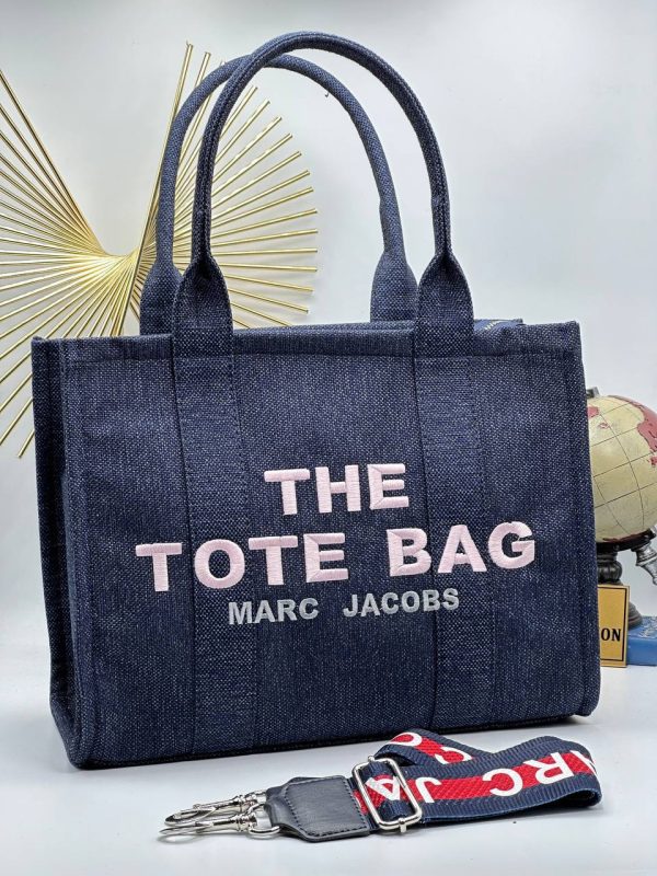 marc jacobs canta the tote bag lacivert kumas 34x26 cm
