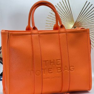 marc jacobs canta the tote bag turuncu buyuk boy suni deri 40x30 cm