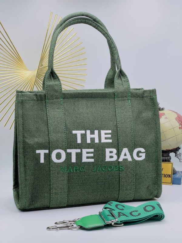 marc jacobs canta the tote bag yesil kumas 34x26 cm