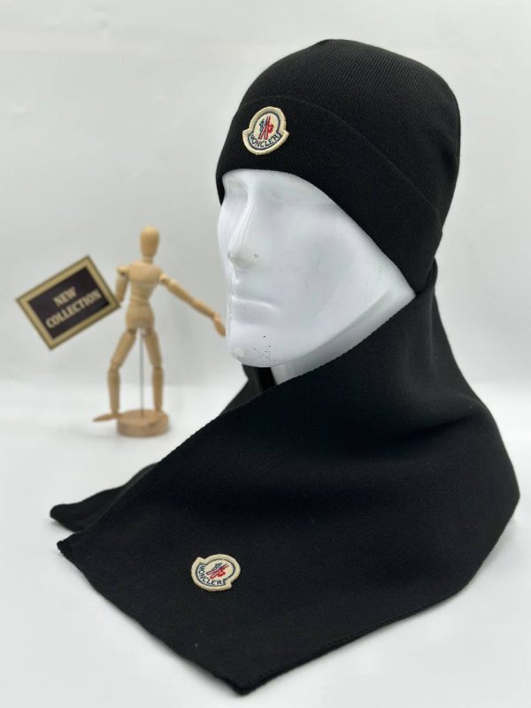 moncler atki bere takimi siyah erkek