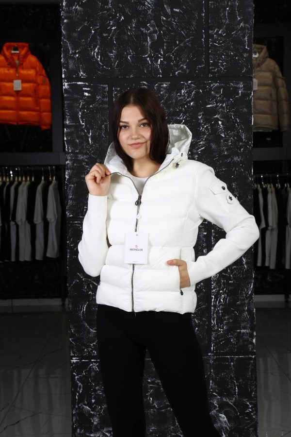 moncler mont baharlik triko detayli beyaz kolu cepli